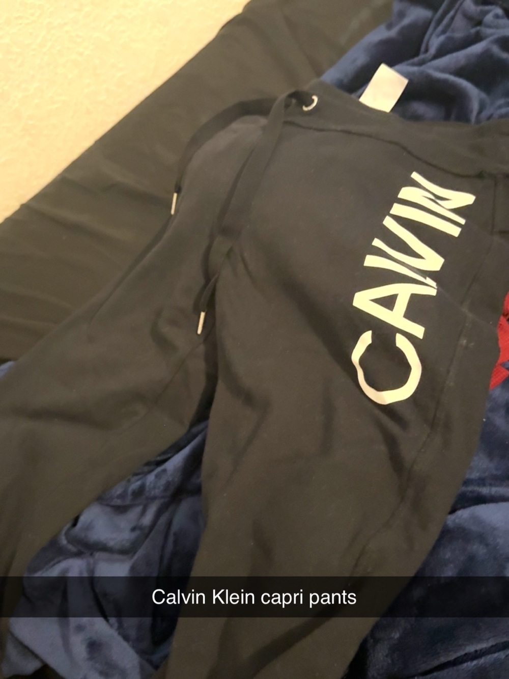 Calvin Klein Black Capri Joggers with White Logo